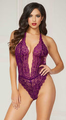 lurex galloon lace teddy with a sexy plunging neckline