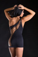 One Shoulder Dress With Wild Holes in Black