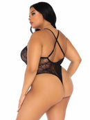 Floral Lace Thong Teddy Curvy Size