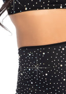 Two Piece Rhinestone Bandeau and Mini Skirt