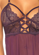 Two Piece Sheer Mesh Lace Babydoll With MatchinG-String