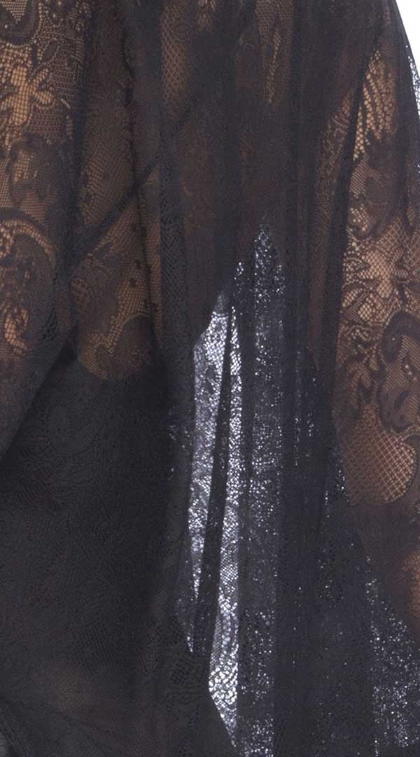 All Over Lace Handkerchief Robe With Wide Satin Edges - ElegantStripper