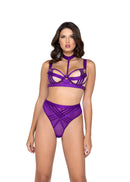 Bondage Stripe Two Piece Choker Set