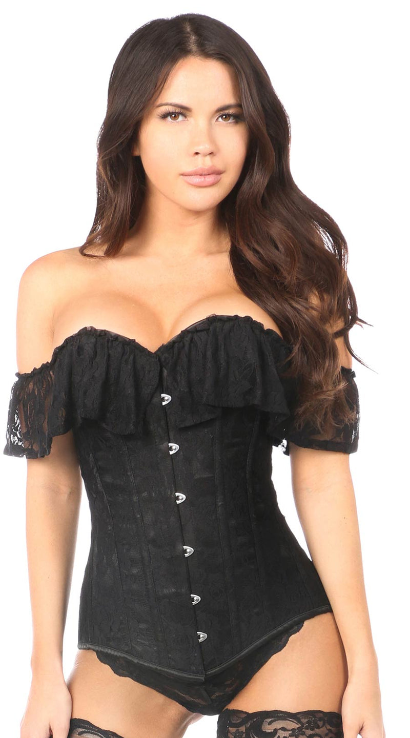 Lace Off-The-Shoulder Corset in Black