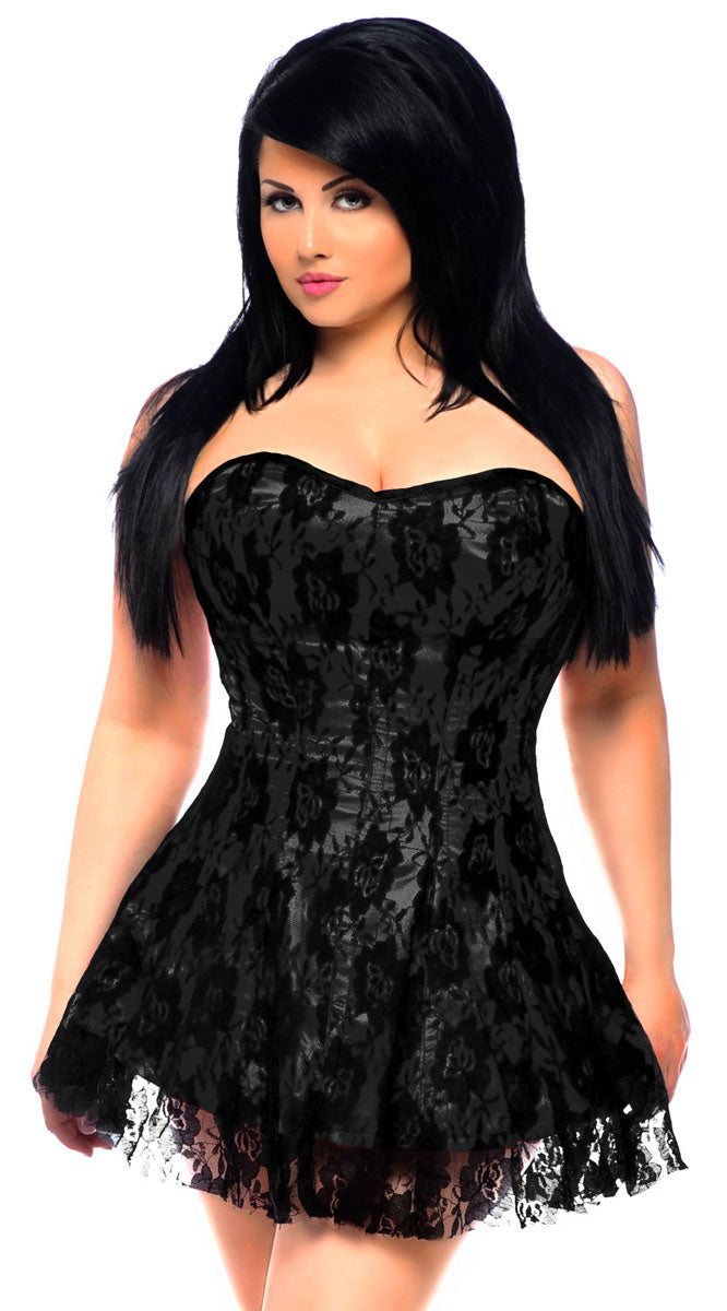 Lace Corset Dress in Black