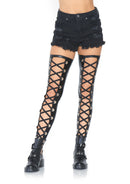 Grommet Wet Look Footless Thigh Highs