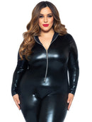 Lame Zipper Front Catsuit Curvy Size