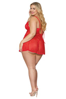 Lcae & Mesh Babydoll and G-String Curvy Size