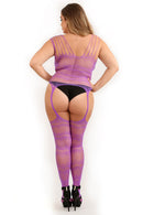 Purple Haze Strappy Gartered Bodystocking Curvy Size