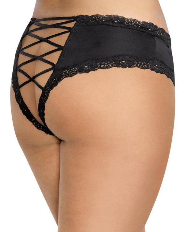 Open Back Cheeky Panty in Black