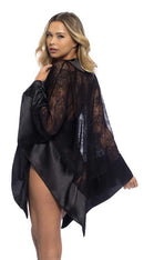 All Over Lace Handkerchief Robe With Wide Satin Edges - ElegantStripper