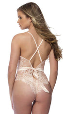 Soft Full Lace Bodysuit With Satin Trims