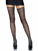 Two Piece Rhinestone Net Garter Belt and Stockings