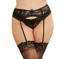Lace Garterbelt with Adjustable Hook and Eye Back in Black