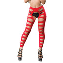 Varigated Holes Crotchless Legging & Top in Red
