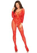 Vine Lace & Net Long Sleeved Bodystocking