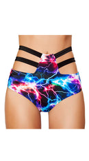 High-Waisted Strapped Shorts Electric