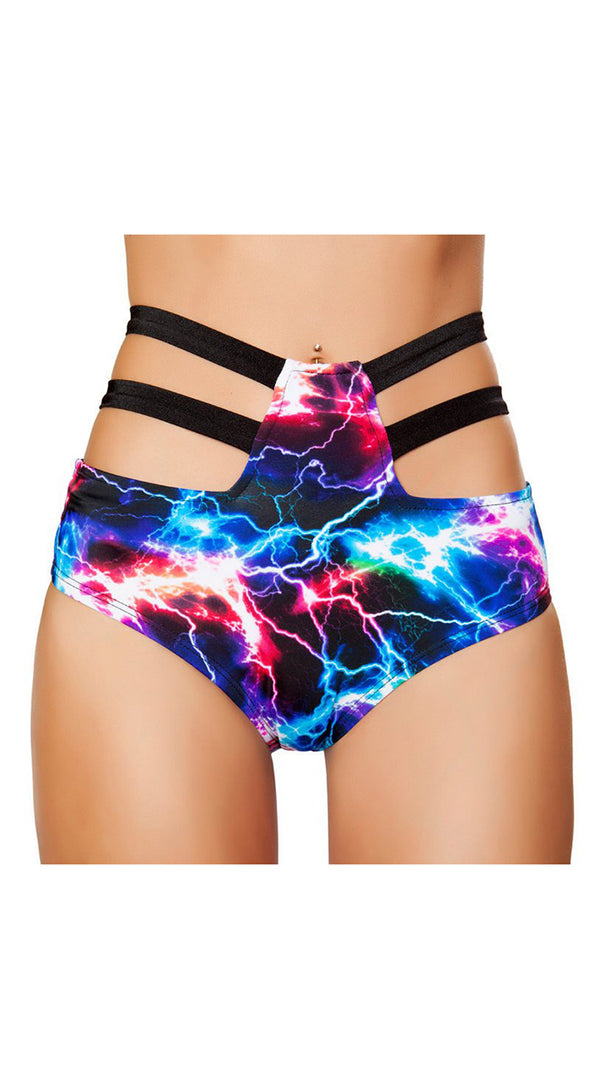 High-Waisted Strapped Shorts Electric