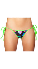 Printed Tie Side Pucker Back Bikini Bottom