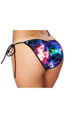 Printed Tie Side Pucker Back Bikini Bottom
