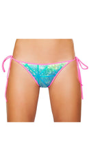 Printed Tie Side Pucker Back Bikini Bottom