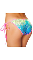 Printed Tie Side Pucker Back Bikini Bottom