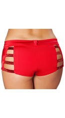 Shorts with Shiny Straps and Button Front Detail