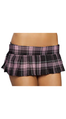Pleaded Plaid Black and Pink Skirt