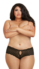 Open Heart Back Panty Queen Size in Black