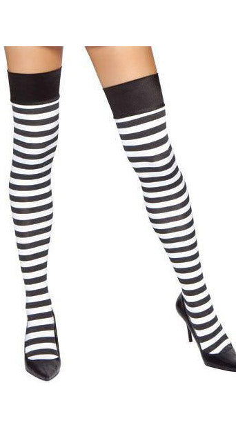 Stockings White and Black Stripes