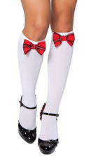 Knee High Stocking with Plaid Bows