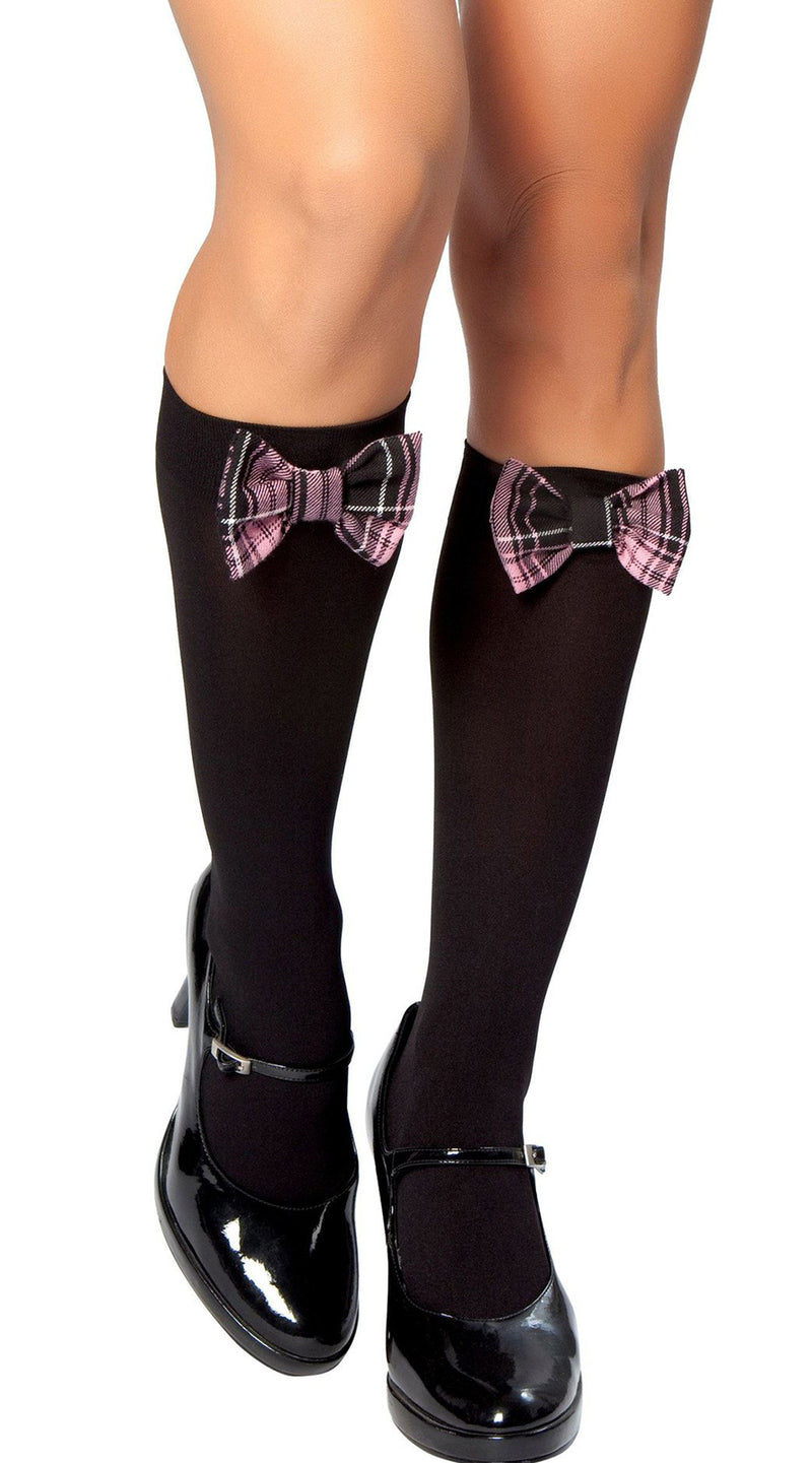 Knee High Stocking with Plaid Bows