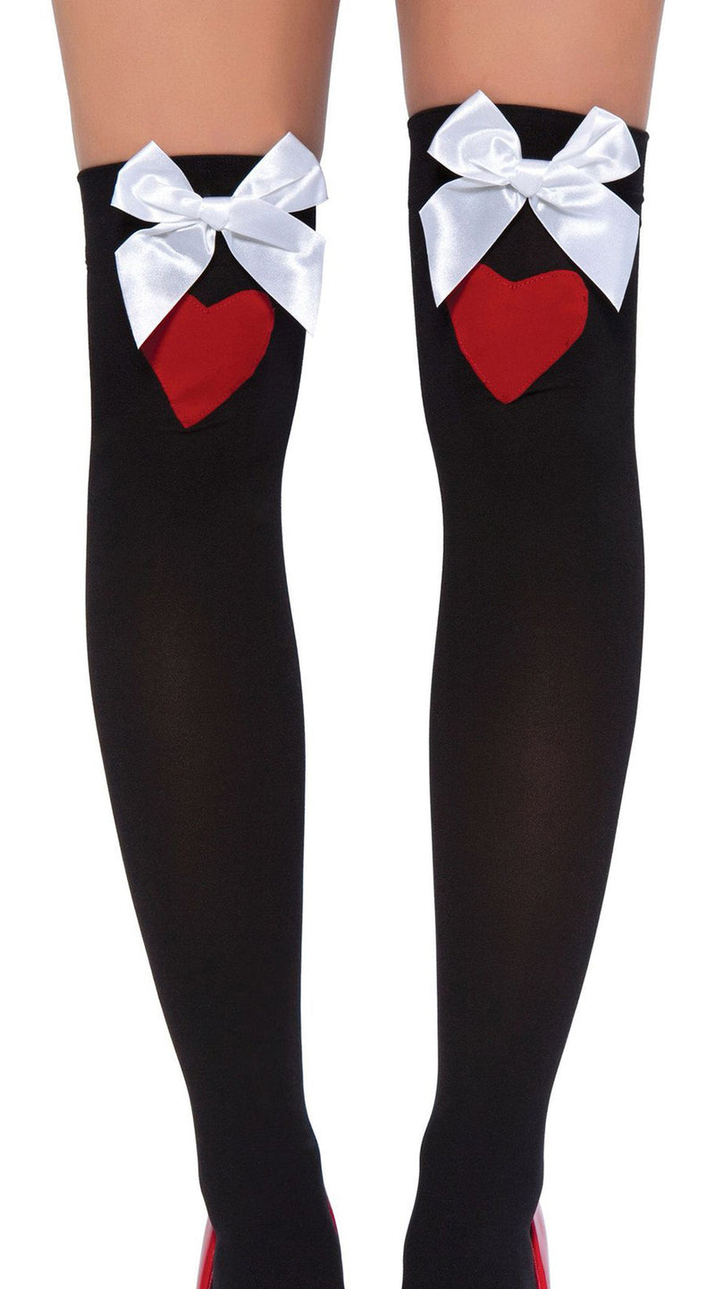 Thigh High Heart Stockings with Bows