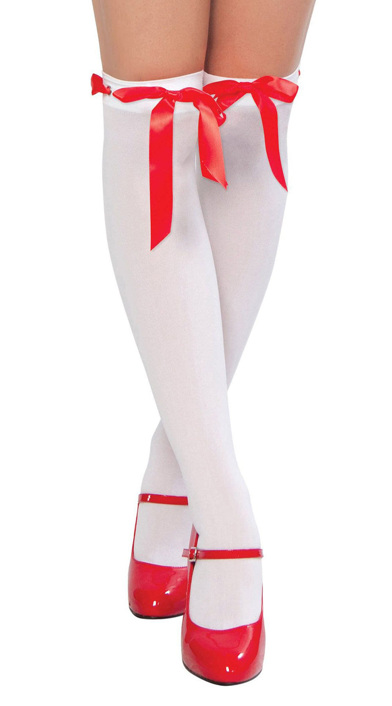Thigh High Ribbon Weave with Eyelets Stockings