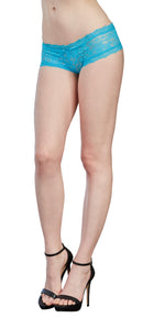 Cheeky Back Panty with Stretch Lace Low-Rise in Turquoise