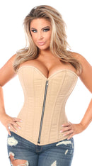 Cotton Steel Boned Corset with Zipper in Tan