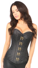 Brocade Steel Boned Corset with Clasp Closure in Black