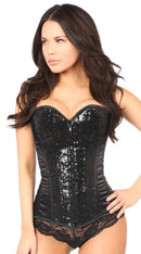 Sequin Steel Boned Corset in Black