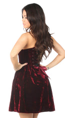 Steel Boned Red Velvet Empire Waist Corset Dress