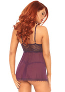 Two Piece Sheer Mesh Lace Babydoll With MatchinG-String