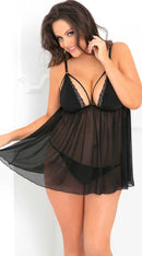 Two Piece Micro Manage Lace and Mesh Chemise Set