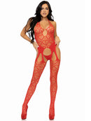 Seamless Heart Net Suspender Bodystocking