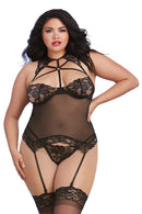 Bustier with Stretch Mesh and G-String Queen Size