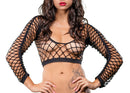 All Over Mesh Crotchless Leggings & Top in Black