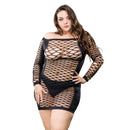 Ladies Long Sleeve Mesh Dress in Black