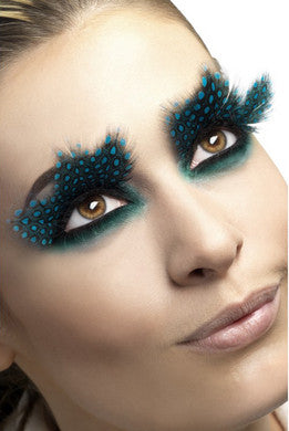 Large Aqua Dots Feather  Eyelashes