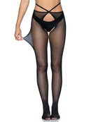 Micro Net Strappy Crotchless Tights