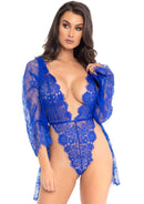 Three Piece Lace Teddy and Robe Set