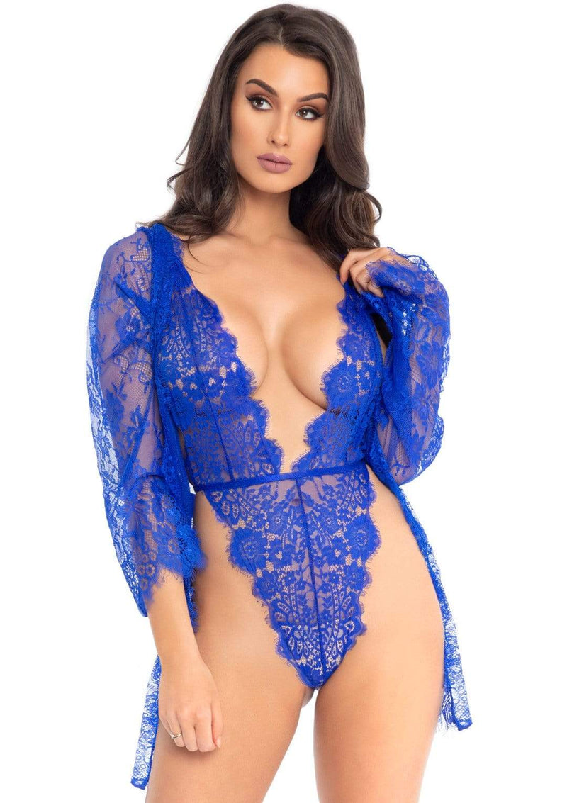 Three Piece Lace Teddy and Robe Set