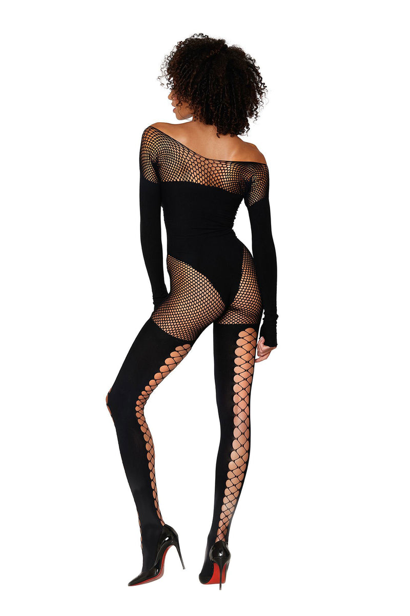 Seamless Opaque and Fishnet Bodystocking Teddy Design